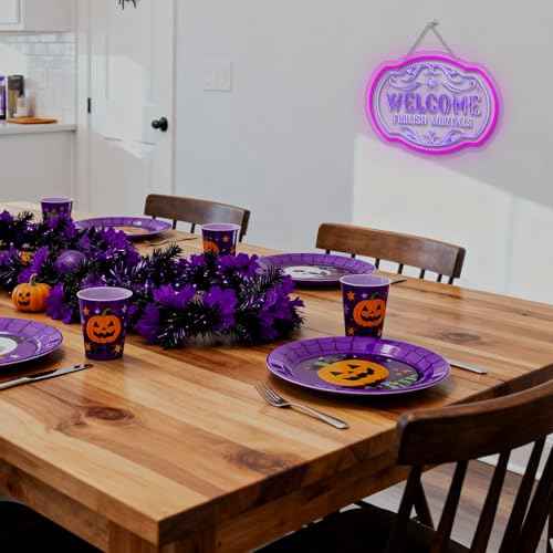 Welcome Foolish Mortals Neon Sign - Haunted Mansion LED Wall Decor for Halloween, Horror Parties & Themed Bars, USB-Powered with Adjustable Brightness, Spooky Flicker Effect