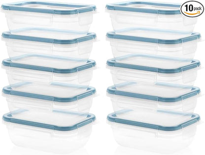 Snapware Total Solutions (3 Cup) Plastic Food Storage Containers Set, Airtight & Leakproof Locking BPA-Free Lids Tupperware, Freezer Dishwasher Microwave Safe (Pack of 10)