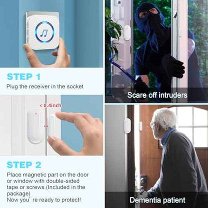 SanJie Door Chime, Wireless Door Chimes When Door Open Entry for Business/Home/Office/Store (500ft Range 26 Chimes Adjustable Volume)