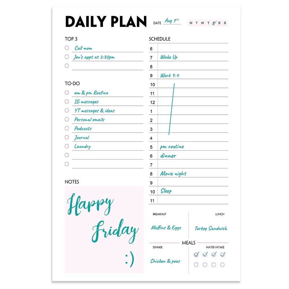 (Pack of 3) Nokingo Daily To Do Lists - A5 Calendar, Organizer with Priority, To Do Lists, Appointments, Meals and Water Intake Tracker, 50 Undated Tear-Off Sheets Daily Planner Pad, 5.8"x8.25"