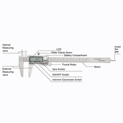SCITOOLS All-Metal Digital Caliper 0-8" Measuring Tool, Micrometer Caliper with Auto-Off Feature, Interchangeable Between inches and millimeters for DIY/Household and 3D Printing