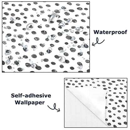 GaliGali Peel and Stick Wallpaper, Contact Paper for Home Decorate, Black and White Polka-Dot Wallpaper, Self-Adhesive Wall Paper Peel and Stick Vinyl Waterproof, 17.3"x118", No.5195-3