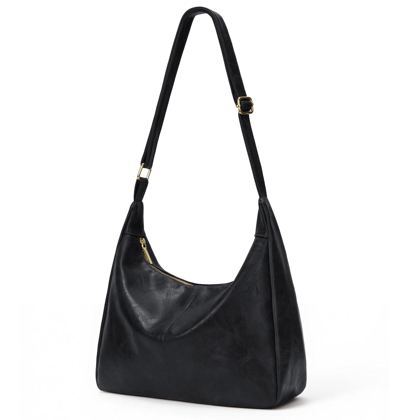 AnBlack Shoulder Bags for Women Leather Crossbody Bags Slouchy Hobo Bag Purse Daily Slouchy Tote Purses(Black)