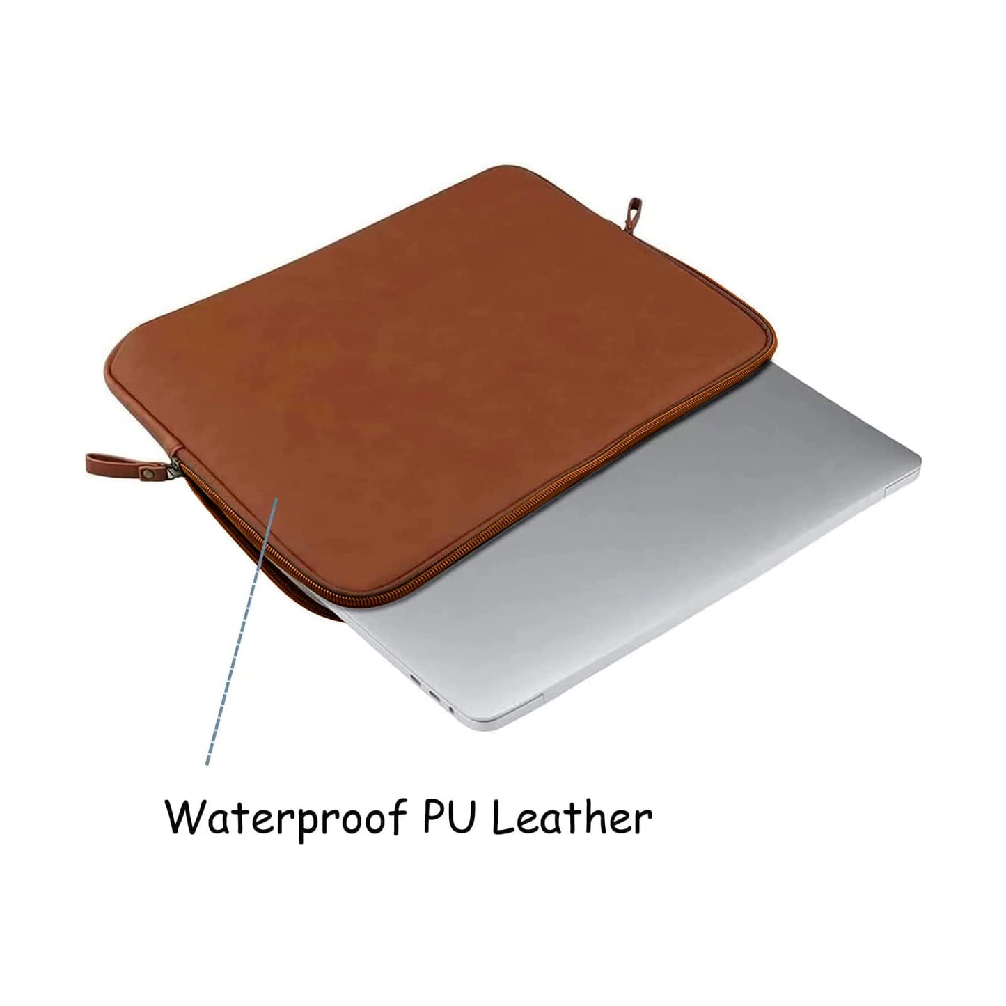 MOSISO Laptop Sleeve Bag 16 inch Compatible with MacBook Air 15 inch 2026-2023 M4 M3 M2/Pro 16 inch 2026-2019 M4 M3 M2 M1, 15-15.6 inch Notebook, PU Leather Padded Bag Waterproof Case, Brown