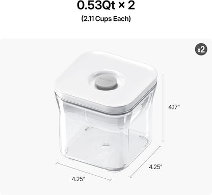 VAKUEN Premium Airtight Food Storage Containers, 2PC-SET(0.53qt), Smart One-Click Seal Lid, Patented Double Silicone Lining, 100% Leak Proof, BPA-FREE, Dishwasher, Freezer & Microwave Safe