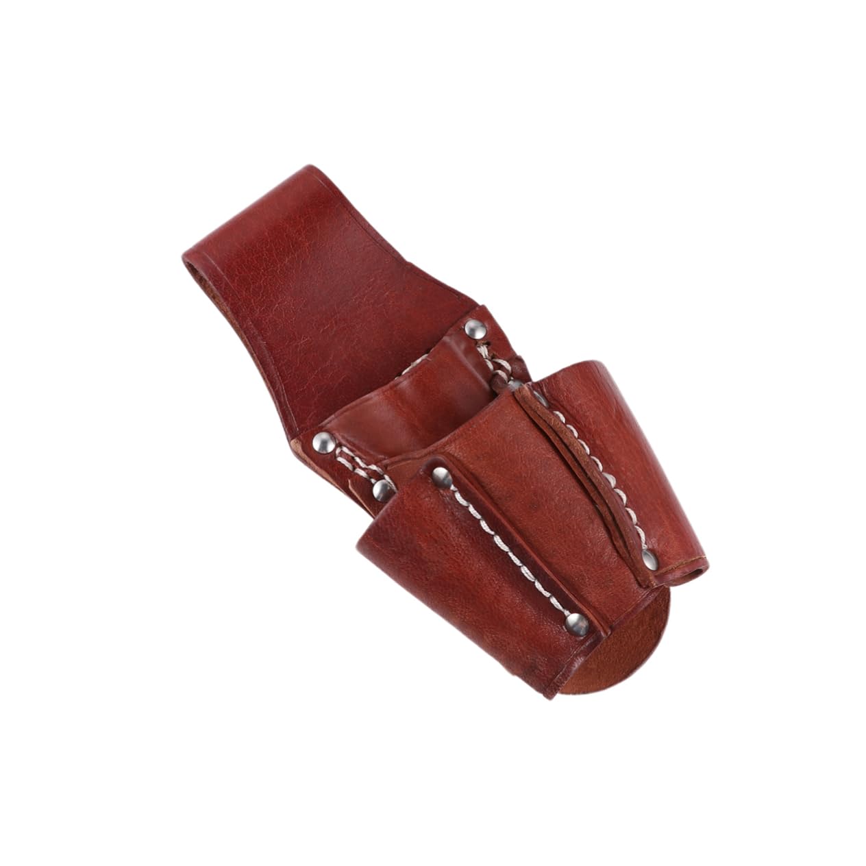 HOMSFOU Cowhide Leather Tool Pouch Portable Waist Repairing Tool Organizer with Multiple Pockets for Electrician Pliers Screwdrivers and Garden Shears 8X8X8 Inches