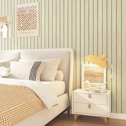 LACHEERY Herringbone Wood Slat Wall Panels for Interior Wall Decor Peel and Stick Fluted Wooden Panels for Living Room Bedroom Walls Beige Wood Slat Panel Roll Self Adhesive Foam PVC Slats 11.8"x79"