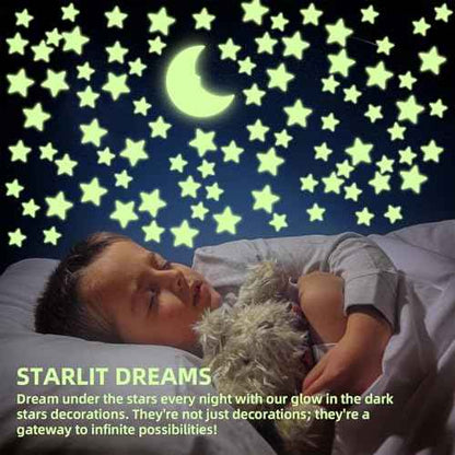 201 Glow in The Dark Stars for Ceiling with Moon, 3 Sizes of Glowing Stars Stickers Kit for Kids Bedroom, Christmas Stocking Stuffers, Wall Decals, Room D?cor