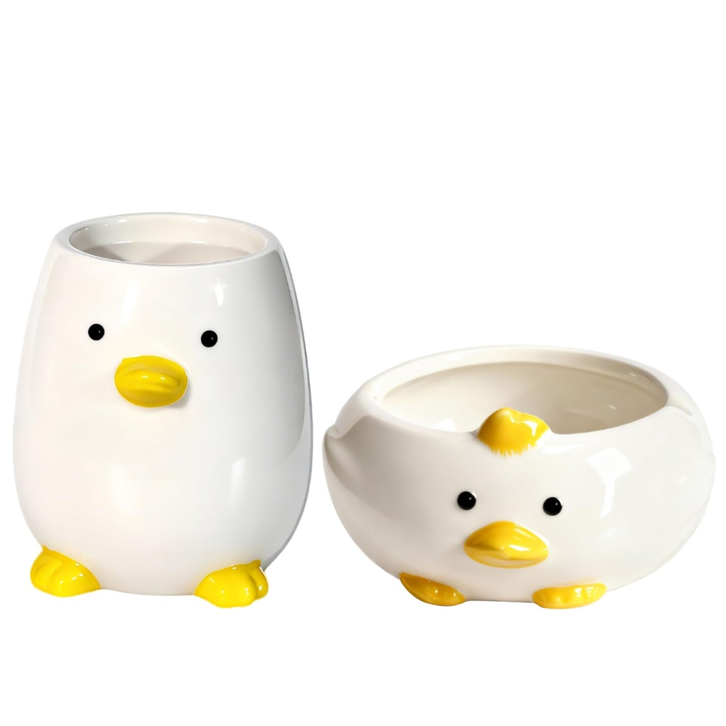 Desk Organizer Set of 2 For Office School Ceramic Pen and Paper Clip Holder for Desk Cute Cartoon Animal Stand Pencil Cup Pot Desk Organizer - Set incl. Ceramic Pen Holder and Paper Clip Holder