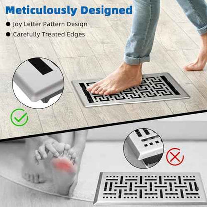Floor Registers 6x12 Inches - 3 Pack Heavy Duty Walkable Steel Floor Vents Ease Adjust Air Flow Direction Vent Covers for Home Floor Satin Nickel Floor Vent Covers