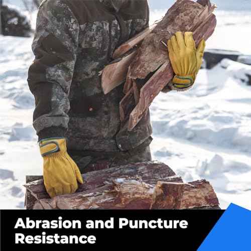 toolant Winter Leather Work Gloves, Warm 3M Thinsulate Lining for Cold Weather Work, Thermal Insulated Gloves