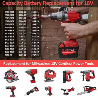 18V 9.0Ah Ultra-High Capacity Replacement for Milwaukee 18V Battery Compatible with Milwaukee 18 Volt Batteries 48-11-1815 48-11-1820 48-11-1828 48-11-1830 48-11-1840 48-11-1850 48-11-1852