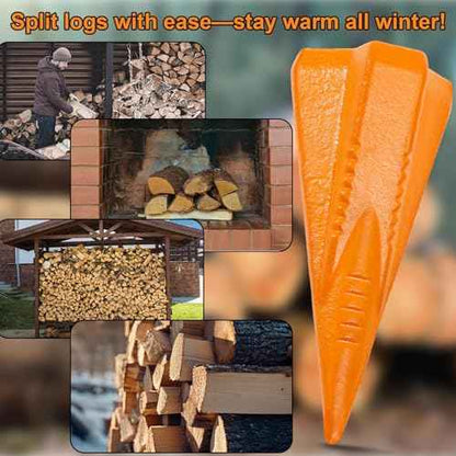 2 Pcs 4 Lbs Manual Log Splitter Wedge Wood Splitting Wedges 4-Direction Diamond Design Forged Steel Tool for Easy Wood Splitting Splits Firewood into 4 Pieces Less Effort(Orange)