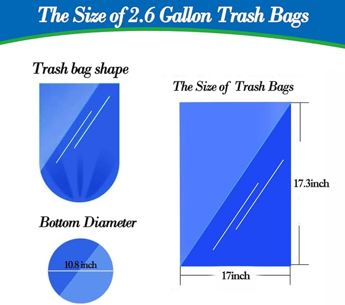 2.6 Gallon Clear trash can liners 300 counts, Small trash bags garbage Bags