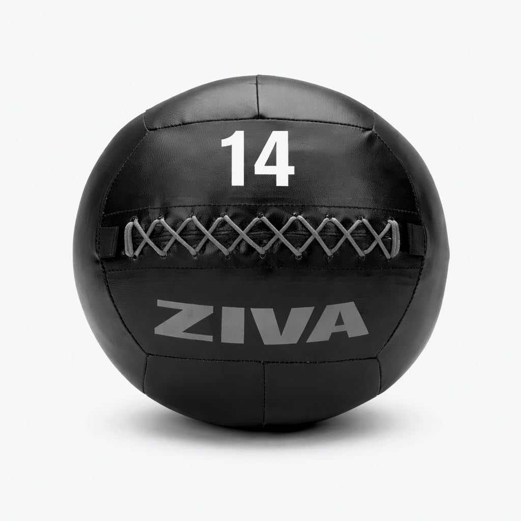 ZIVA Soft Wall Ball – Highly Durable Weighted Exercise Medicine Slam Ball for Strength and Conditoning Workout - 8 lbs, 13.7"