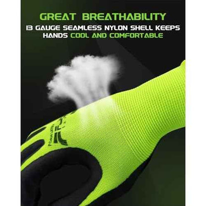 12 Pairs Foam Latex Coated Work Gloves with Breathable Nylon Shell for Precision Tasks, Construction, Warehouse