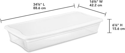 Sterilite 12-Pack 41 Quart Storage Box, Stackable Clear Plastic Bins with Snap-On Lids - Heavy-Duty Organizing Containers for Closet, Bathroom, and Office