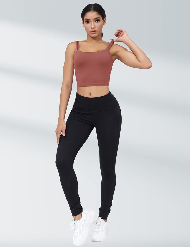 LUYAA Sports Backless Bra for Women Padded Crop Workout Tops Summer Cute Gym Yoga Tank Longline Cami Bra Red XL