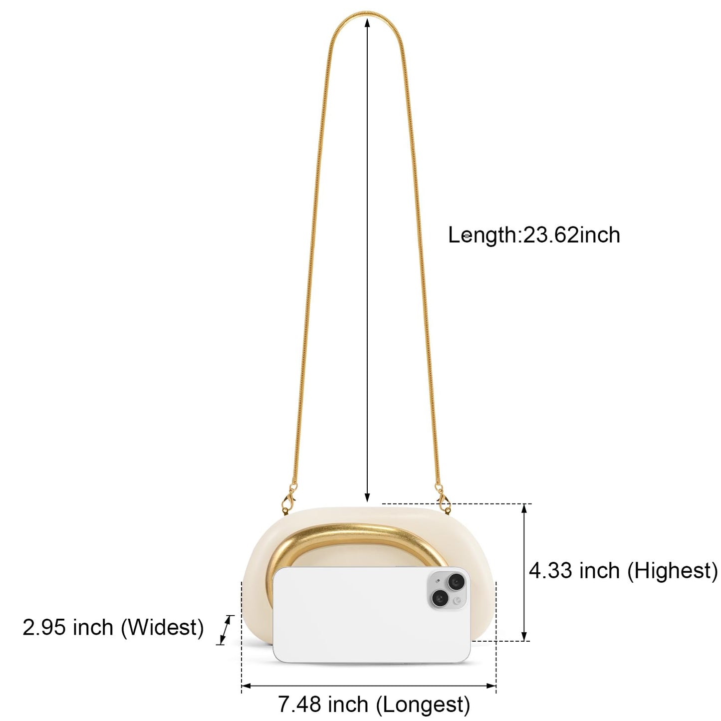 NEWROGENG Clutch Purses for Women Formal, Leather Evening Bags with Chain, Trendy Metal Handle Purses and Handbags 2025, Leather Nude