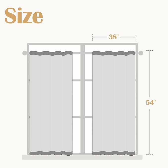 jinchan Striped Linen Kitchen Curtains 54 Inches Short Curtains Farmhouse Modern Cafe Style Window Treatments Airy Light Filtering Rod Pocket for Living Room Bathroom 2 Panels Charcoal Grey