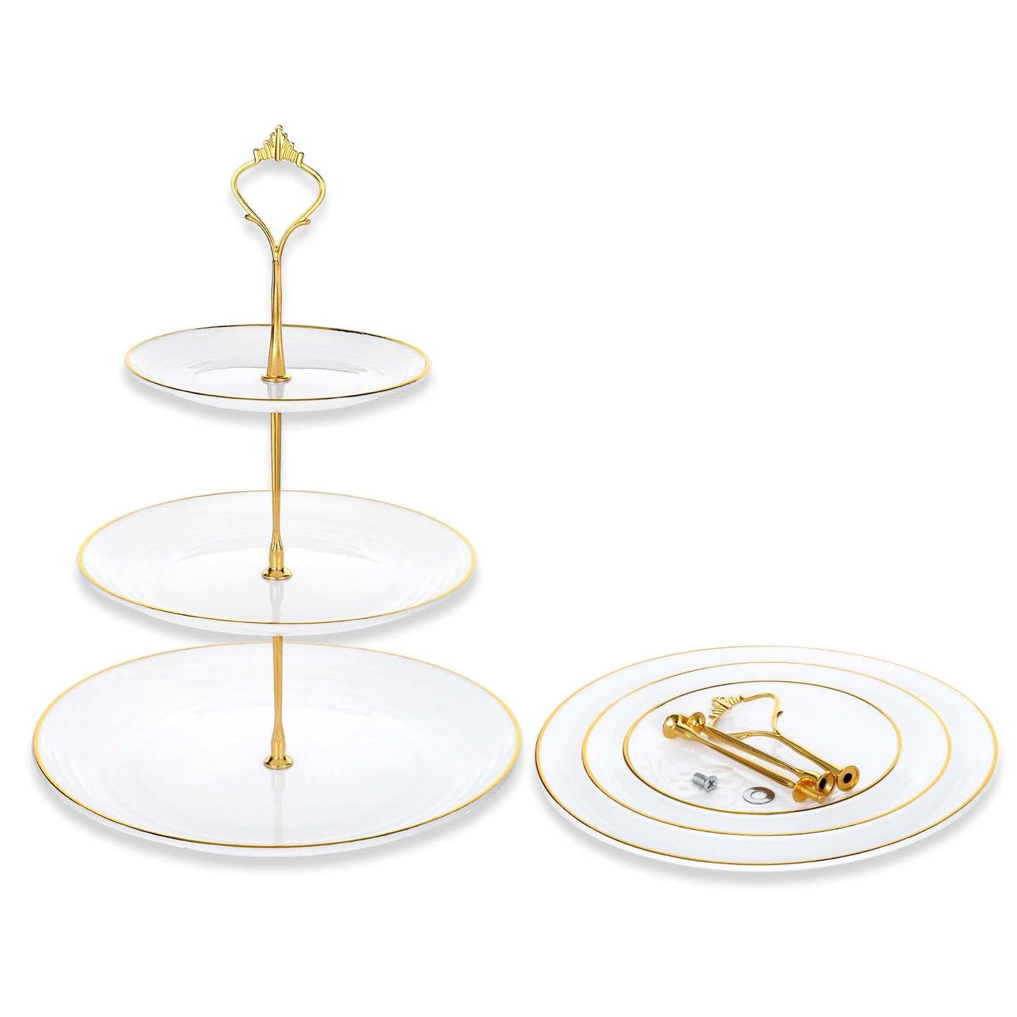 wutfuooo 3 Pack Tiered Cupcake Stand, Plastic Cupcake Stand Tower, 3 Tier Round Shape Dessert Serving Tray, White Cookie Candy Buffet Stand for Tea Party, Baby Shower, Wedding, Birthday, Christmas