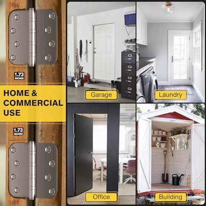 KOLET Ball Bearing Door Hinges, 4 x 4 Inches Door Hinges, 5/8'' Radius Corner Hinges, Heavy Duty Stainless Steel, Smooth and Quiet, Non Removable Pin, Brushed Nickel, 6 Pack
