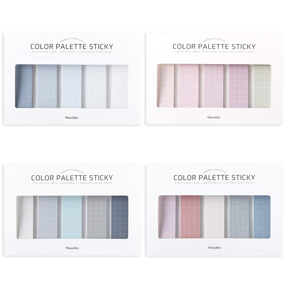 Monolike Color Palette Sticky Grid 500 D Set 4p - Self-Adhesive Memo Pad 30 Sheets