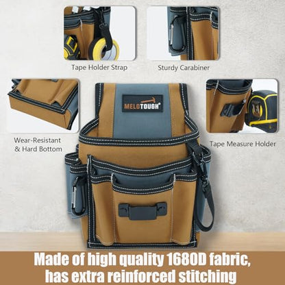 MELOTOUGH Electrician Tool Pouch with Belt Clip, 2 Inch Heavy Duty Work Belt Set for Men, Utility 13 Pockets Tool Pouch for Contractors & Roofing, Adjustable Carpenter Organizer Set