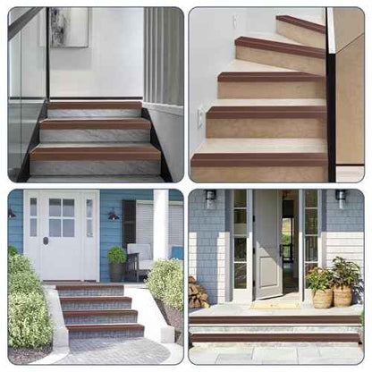 Stair Edge Trim Self Adhesive Vinyl Stair Nosing Molding Trim Non-Slip Rubber Nose Protector Peel and Stick Anti-Slip Edging for Indoor & Outdoor Use (Brown, 4 in x 40 Ft)