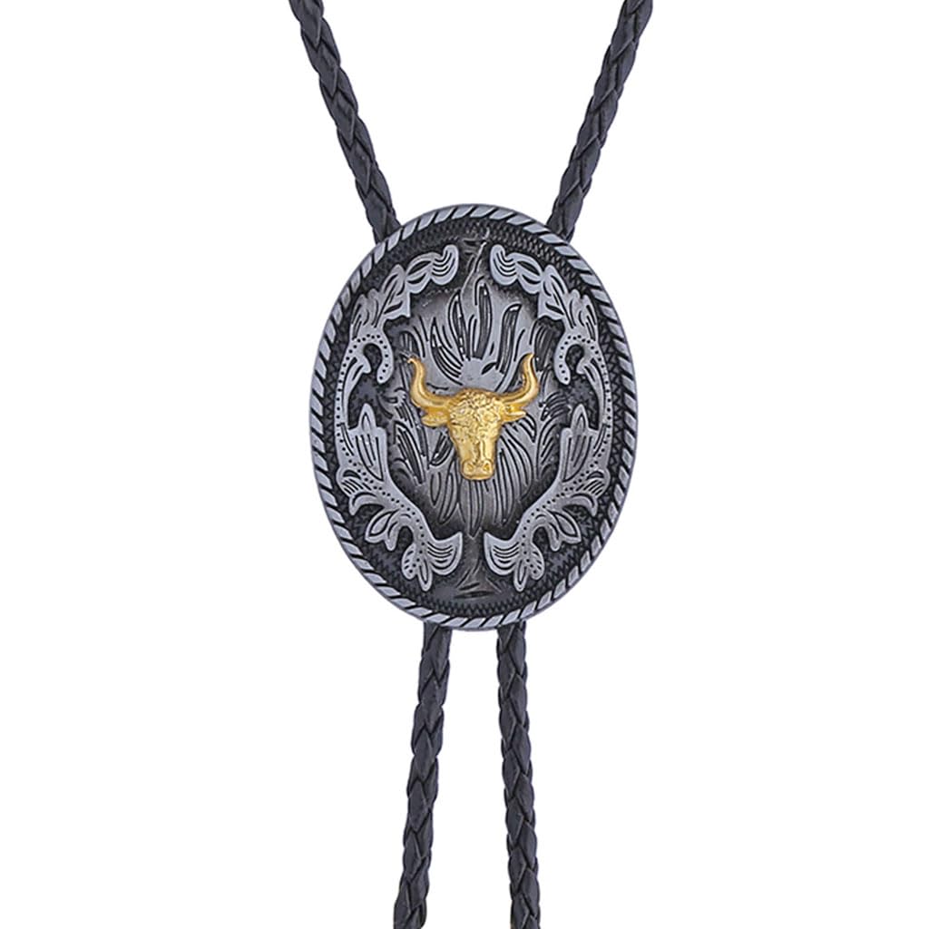Btilasif Bolo Tie for Men Women,Longhorn Bull Bolo Tie Western Cowboy Vintage Leather Necktie Necklace