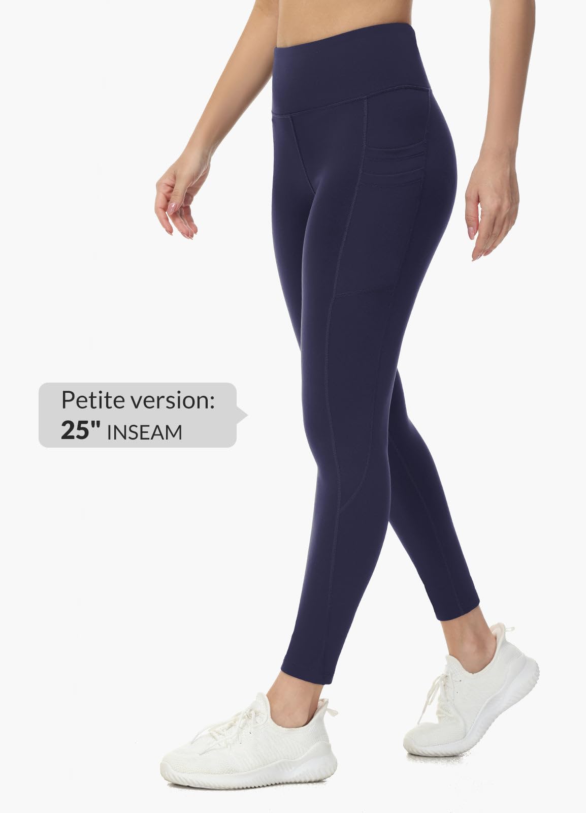baleaf Fleece Lined Leggings Women Water Resistant 25" Petite Winter Warm Legging Thermal Running Tights Yoga Hiking Pants Navy XS