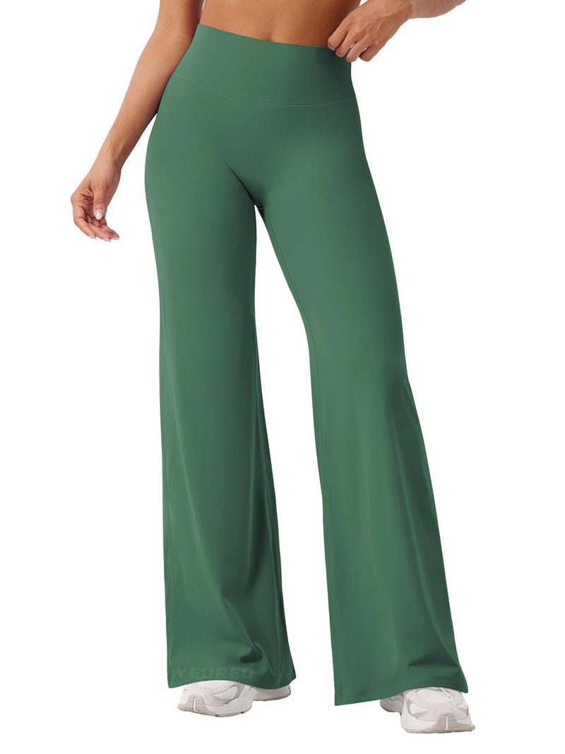 YEOREO Workout Leggings Womens No Front Seam Straight Leggings 31.5" High Waist Buttery Eddiy Gym Yoga Pants Dark Green XS