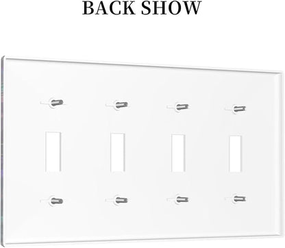 Fantasy Mushroom Forest Glowing Butterfly Quad Gang Toggle Light Switch Cover 4-Gang Wall Plates Decorative Electrical Switchplate for Home Bedroom Art Decorate