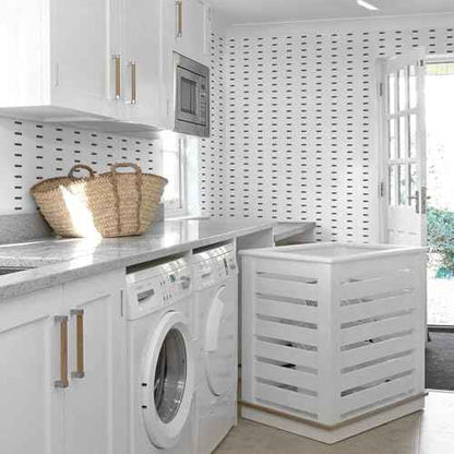 Heroad Black and White Wallpaper Peel and Stick Modern White Wall Paper Geometric Contact Paper Renter Friendly Removable Self-adhesive Waterproof for Bathroom Bedroom Cabinet and Drawer 17.3" x 78.7"