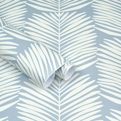 Kitico Peel and Stick Wallpaper Blue Wall Paper Boho Self Adhesive Removable Wallpaper for Bedroom Bathroom Leaf Contact Paper for Cabinets and Drawers Coastal Wallpaper 16.1''x78.7''