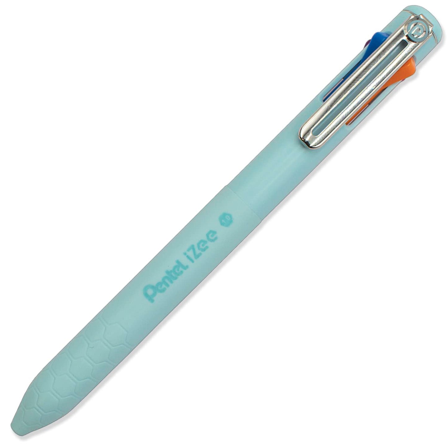 Pentel iZee 4 Colour Ballpoint Pen - Deep Blue, Deep Violet & Sky Blue Barrels - Multi Ink - Pack of 3