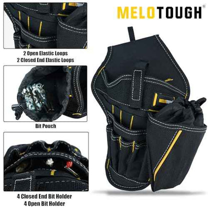MELOTOUGH Impact Holster 3-in-1 Drill Holster Combo with Magnetic Wristband,Tool Belt Drill Holder with Bit Pouch(Right Handed)