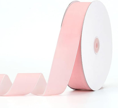 Light Pink Velvet Ribbon 1-1/2" x 20Yd,Great for Gift Wrapping,Hair Bows Making, Wreaths,Wedding and Christmas Party Decoration(Light Pink 1-1/2")