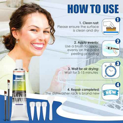 1.7oz Dishwasher Rack Repair Coating, White Dishwasher Vinyl Rack Rust Touch Up Paint Kit, Insulation and Waterproof, High and Low Temperature Resistant