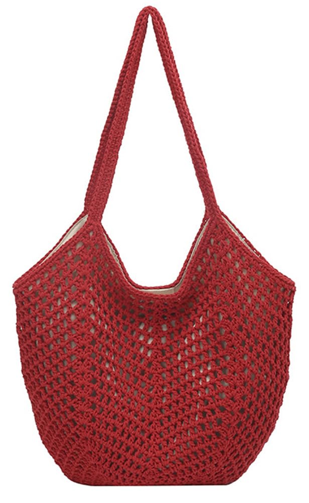Beach Tote Bag for Women Crochet Purse Large Summer Hobo Woven Shoulder Handbag for Vacation