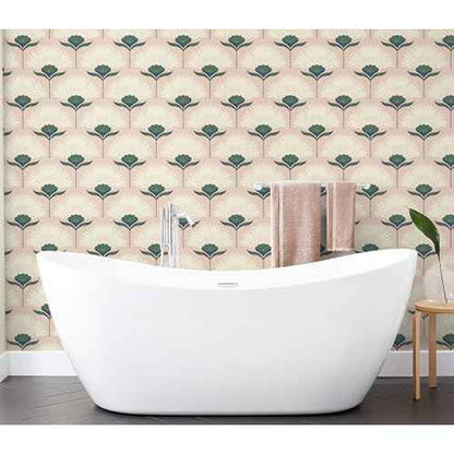 CiCiwind 17.3"¡¿393.7" Wallpaper Peel and Stick Pink Boho Wall Paper Floral Removable Self Adhesive Wallpaper for Bathroom Bedroom Laundry Room Papel Tapiz para Pared Wall Covering