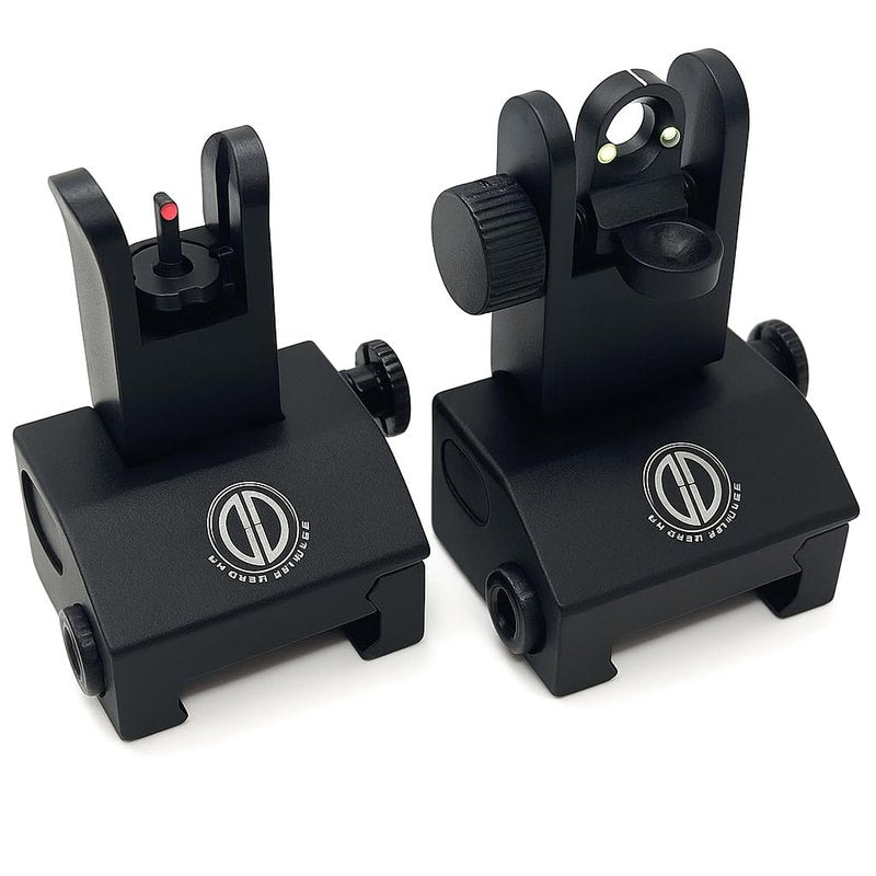 Dagger Defense (Veteran Owned Company) Fiber Optic BUIS Backup Iron Sights for use on Standard Picatinny Rails. Spring Loaded. Use with red dots and Reflex Sights.
