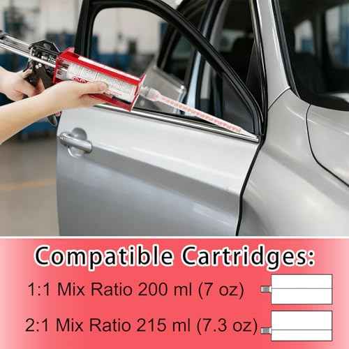 200ml Dual Cartridge Epoxy Gun, 1:1 & 2:1 Ratio Manual Adhesive Applicator for 2-Part Epoxy, Dual Component Glue, Panel Bonding, Structural Repairs, Fillers, and Plastic Repair