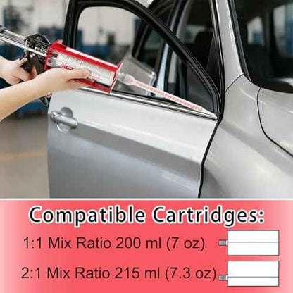 200ml Dual Cartridge Epoxy Gun, 1:1 & 2:1 Ratio Manual Adhesive Applicator for 2-Part Epoxy, Dual Component Glue, Panel Bonding, Structural Repairs, Fillers, and Plastic Repair