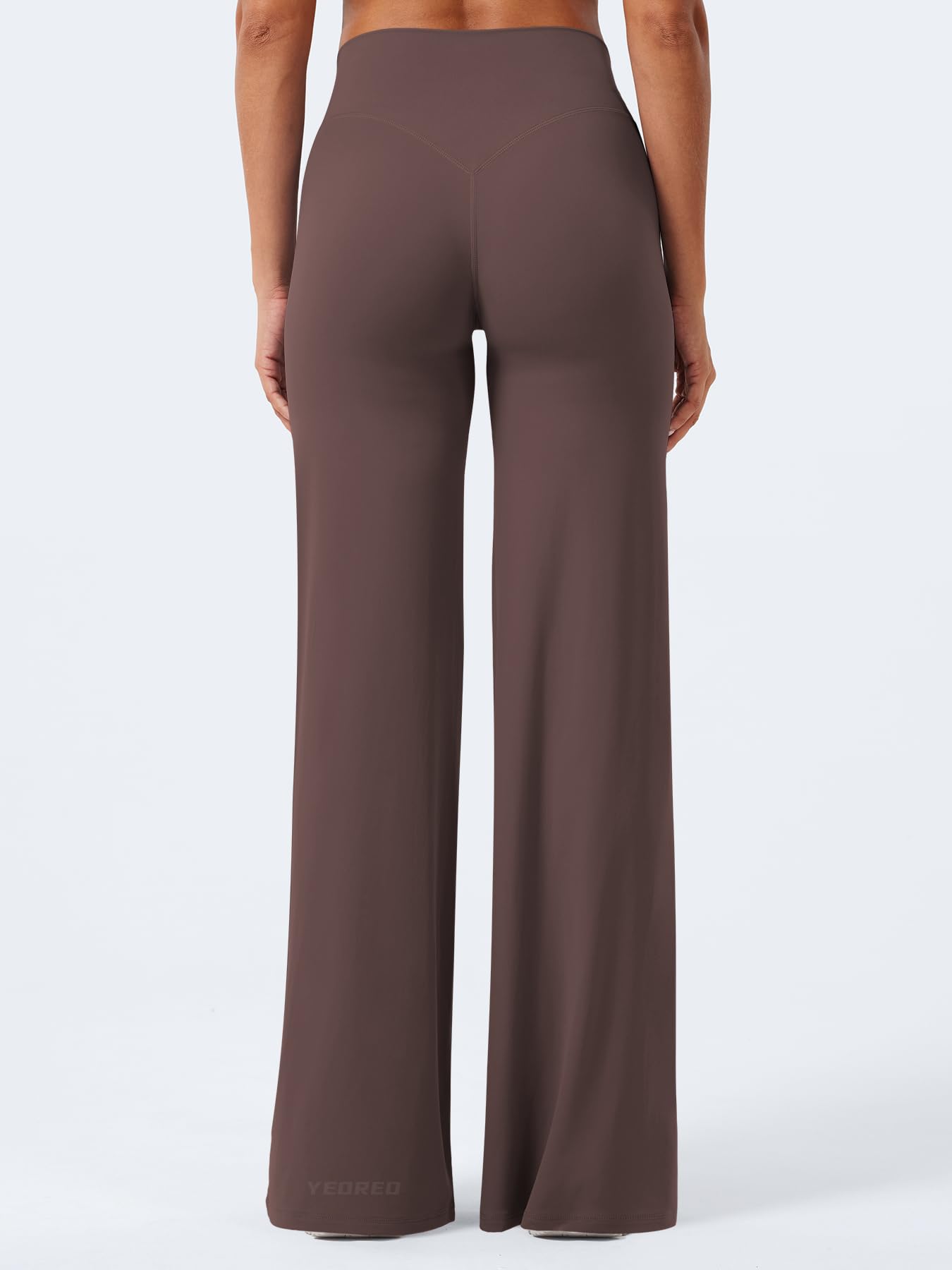 YEOREO Workout Leggings Womens No Front Seam Straight Leggings 35" High Waist Buttery Eddiy Gym Yoga Pants Plum Brown XS