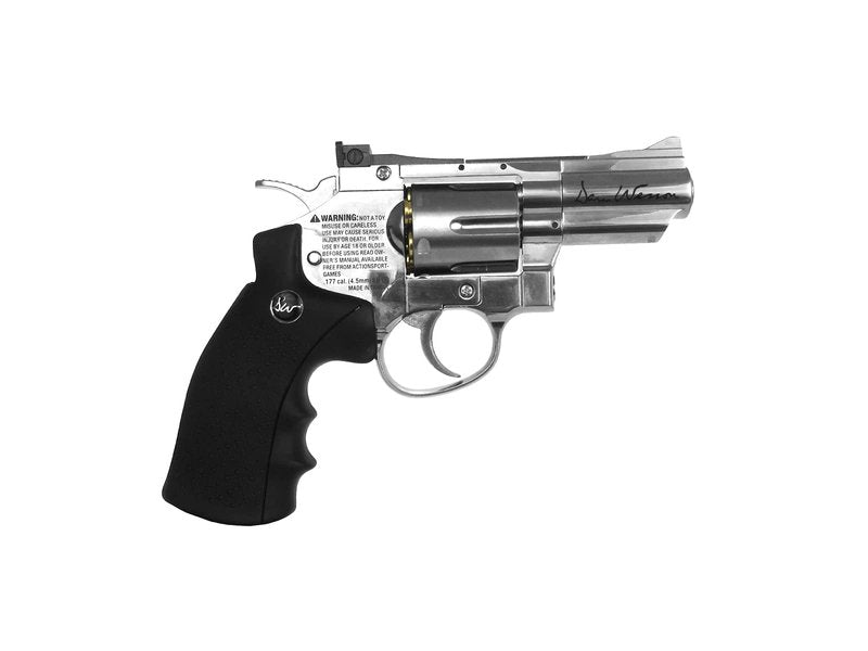 ASG Dan Wesson 2.5" Airgun - Double Action Trigger, Adjustable Rear Sight, Speed-Loader - .177 Cal/4.5mm CO2 BB Gun Pistols - 6 Cartridges, Silver