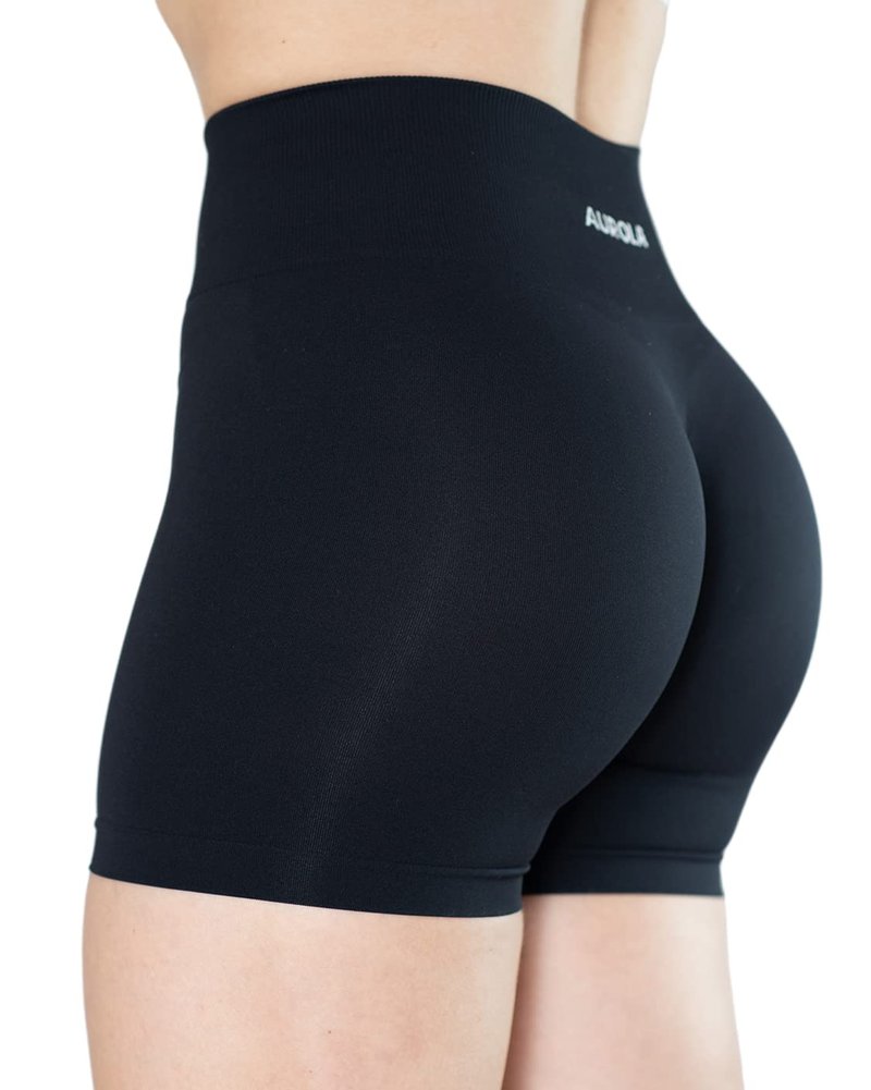AUROLA Dream Collection Women Workout Shorts High Waist Gym Shorts, Scrunch Butt Seamless Athletic Shorts,Dark Black,M