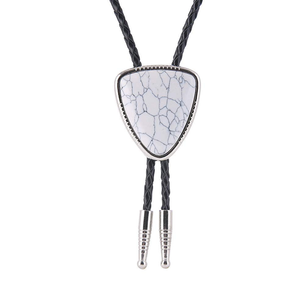 KDG Triangle Nature Agate Shape Bolo Tie Western Cowboy Celtic Black Stone Necktie For Men