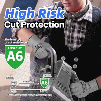 Schwer 12 Pairs ANSI A6 Cut Resistant Gloves CR7120 Cut Proof Work Gloves, Touchscreen, for Men and Women Used for Woodworking, Glass Cutting, Construction, Cargo Handling, Car Repair, L