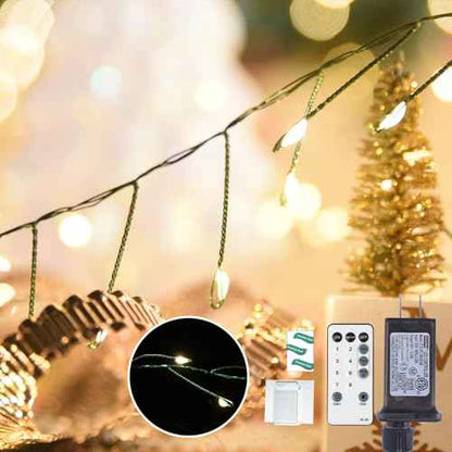 Fairy Lights Plug in 65Ft 1000LED Warm Christmas Garland Lights with Timer Remote Waterproof Firecracker Twinkle Cluster String Light for Bedroom Wreath Party Wreath Tree Decor Green Wire